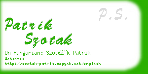 patrik szotak business card